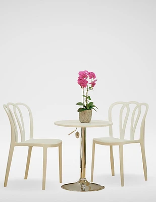 Bar Table Round Solid White Color - Adjustable