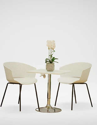 Bar Table Square Solid White Color - Adjustable