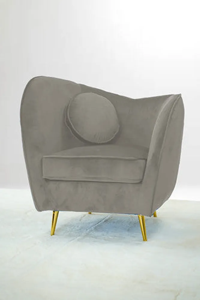 Donna Armchair-  Velvet Lt. Grey