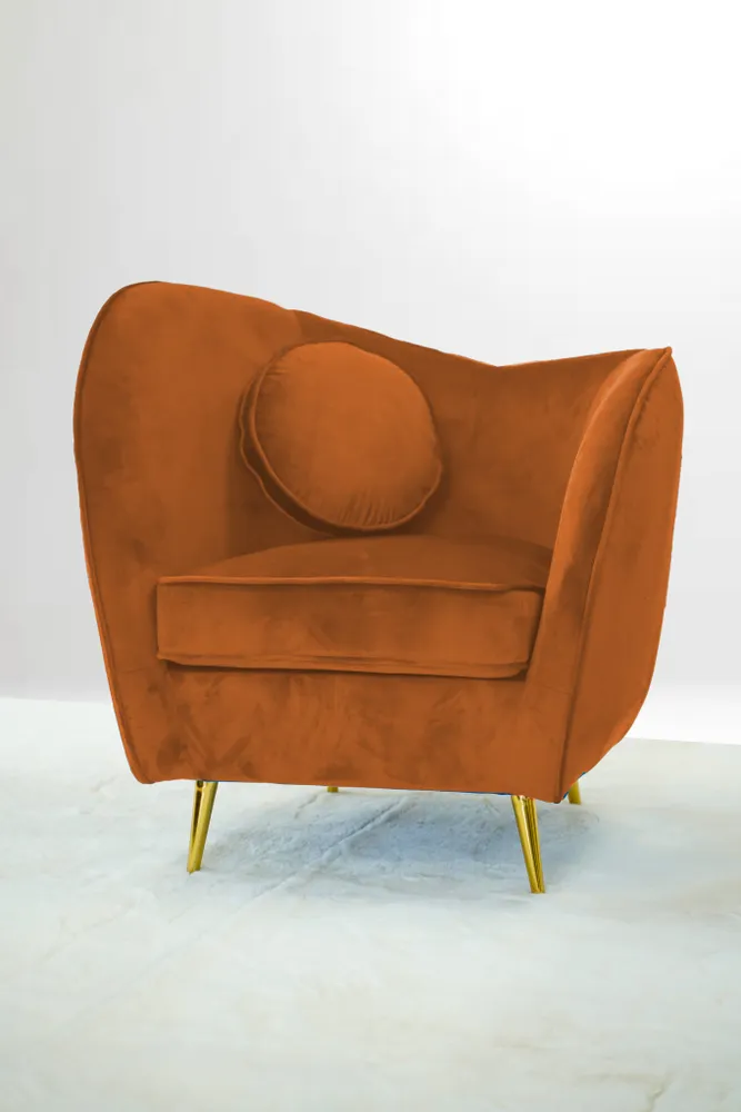 Donna Armchair-  Velvet Ochre Orange