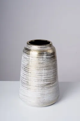11" Vase Gold w/White