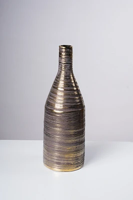 12" Vase Cement w/Gold