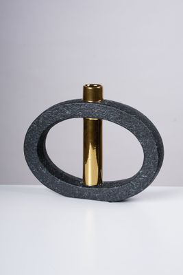 10" Vase Black w/ Gold