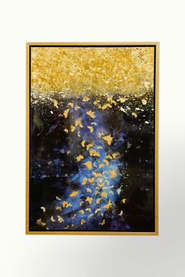 25"x37" Gold and Midnight Blue/ Gold Color Frame