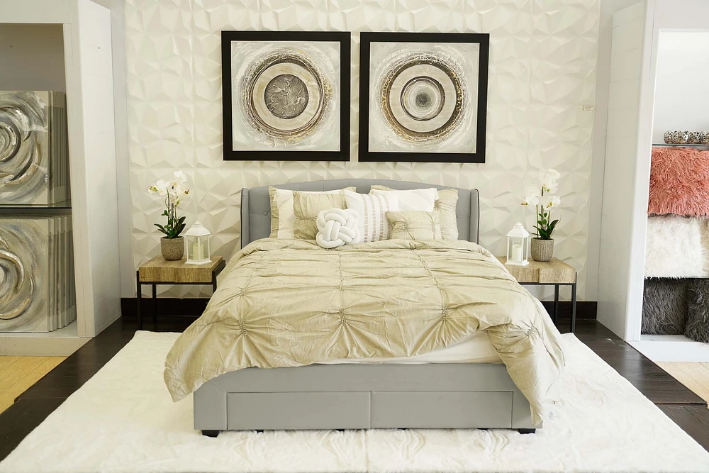 Lia Bed Grey- Queen size