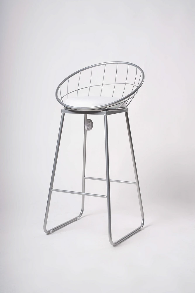 Bonny Bar Stool- White/Silver