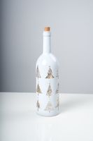 12" White/Gold  Glass Bottle