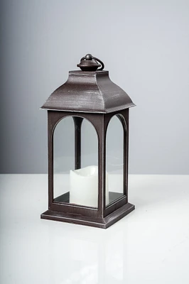 Led Lanter w/Light- Dk. Brown