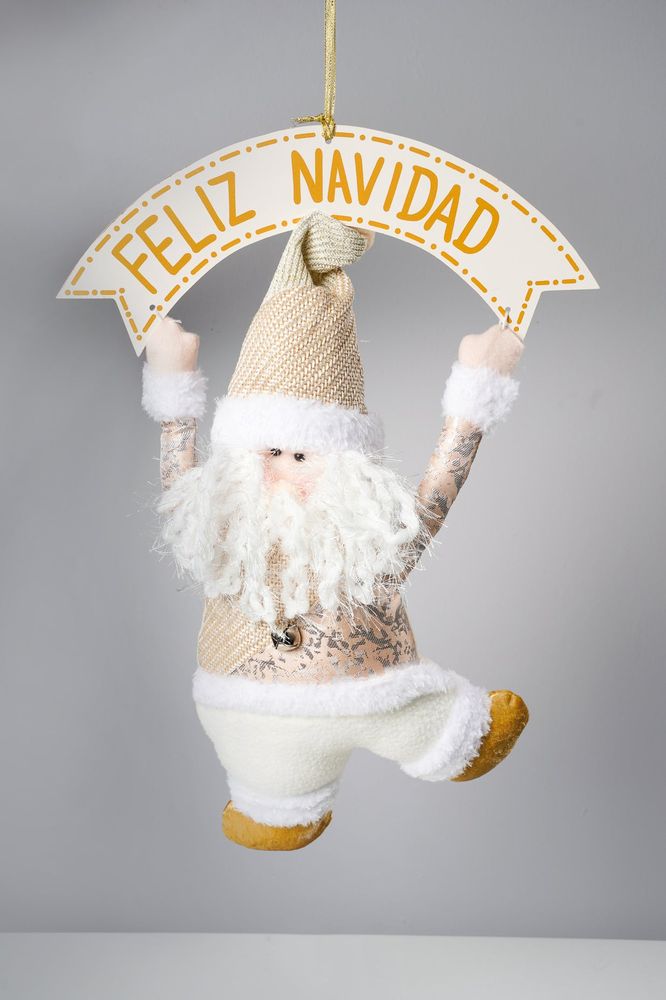 20" Feliz Navidad Santa Lt. Gold