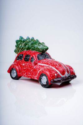 10" Red Terracota Car with Tree w/ligths - Voiture Collection