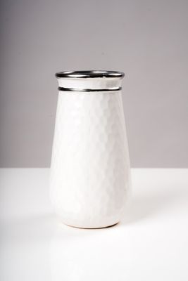11" Vase White/Silver - Sylvana Collection