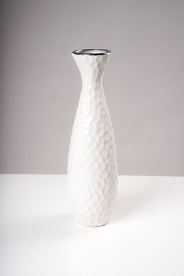 18" VASE WHITE SILVER - Sylvana Collection