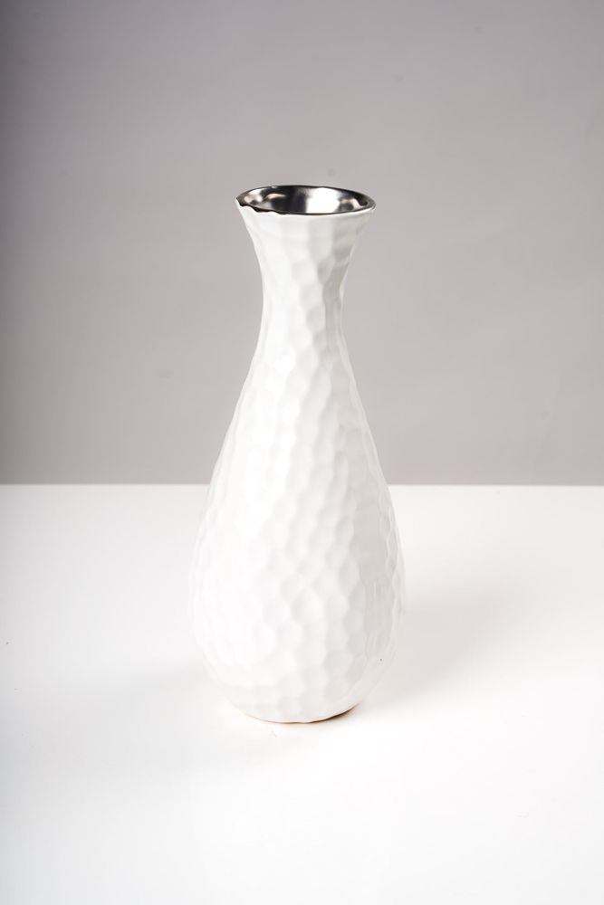 12" Vase White/Silver - Sylvana Collection