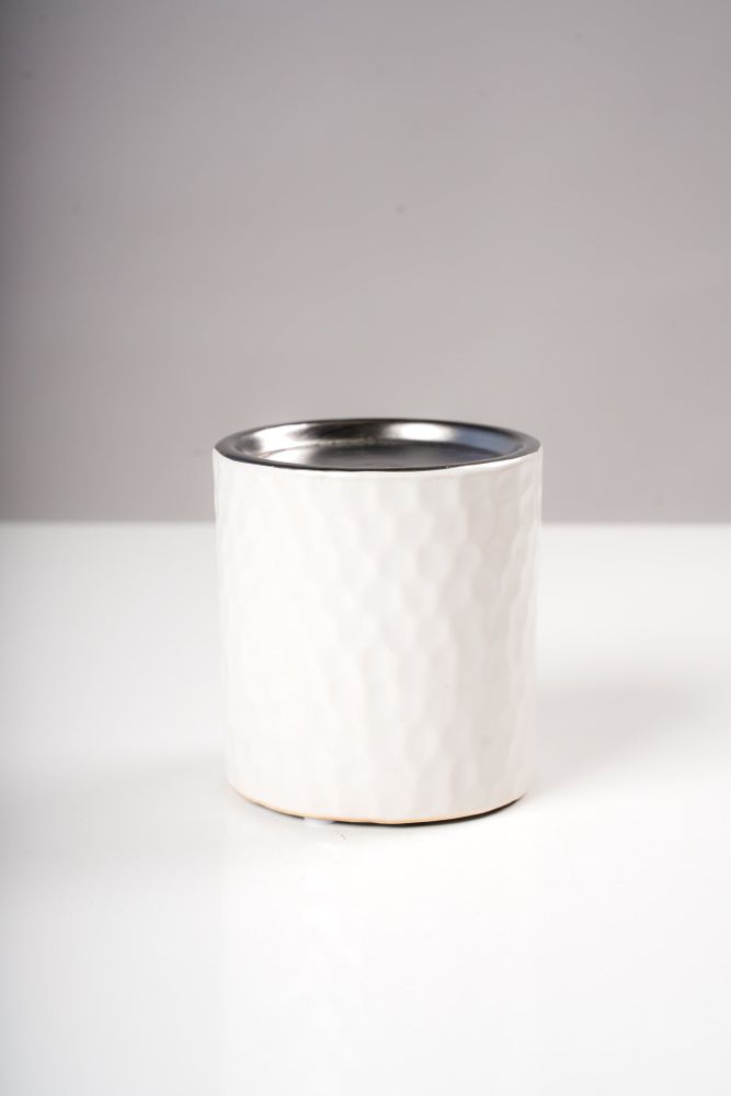 4" Candleholder  White/Silver - Sylvana Collection