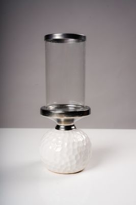 10" Candleholder  White/Silver - Sylvana Collection