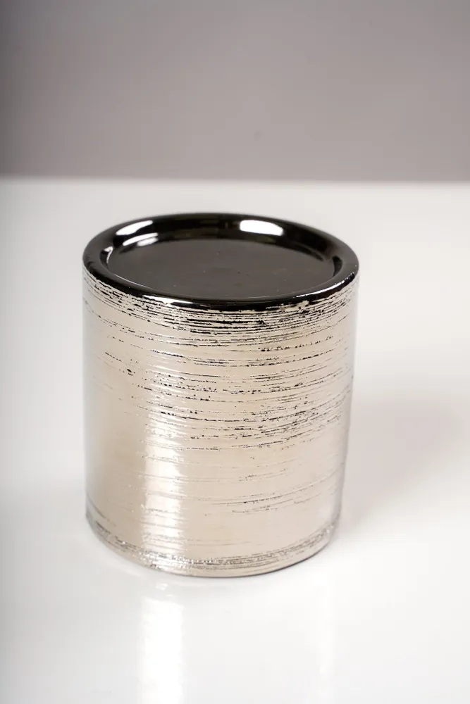 4" Candleholder Titanium Silver - Nicola Collection