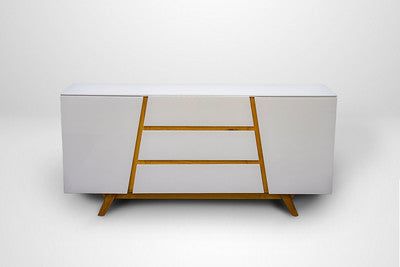 63" Sideboard+Three Drawers Gloss White