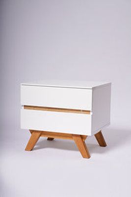 20" End Table-Two Drawers Gloss White