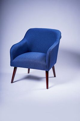 Pia Arm Chair - Midnight Blue Brown Legs