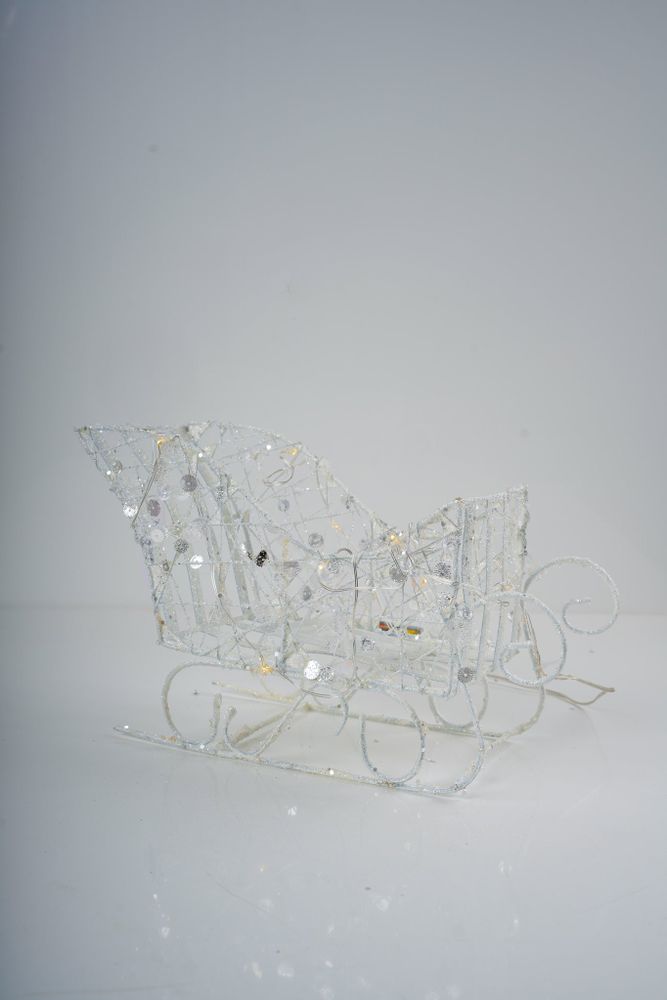 12" White Sleigh w/Lights