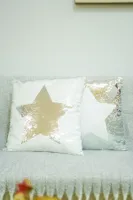 16"x16" Silver/White Star Seguin Cushion