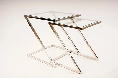 End Table Set Clear Glass - Gemma Collection