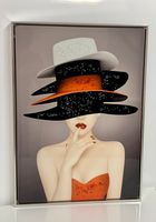 21"x29" Lady with Hat Art / Silver Color Frame