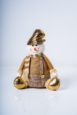 12" Sitting Snowman Gold Series