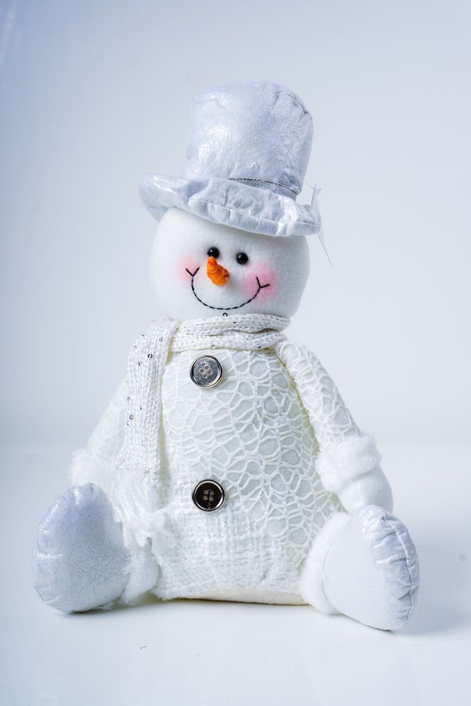 12"  Sitting Snowman  White Series