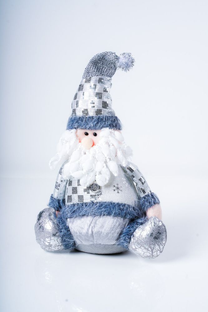 12" Sitting Santa  Silver  Series