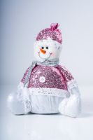 12" Sitting Snowman Pink Series