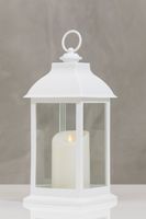 12"H Bordeaux White Lantern w/ LED Candle - Wanderlust Collection