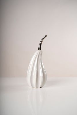 14" silver/white ceramic 3D Pear - Pur collection