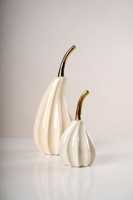 14" Gold/Cream Ceramic 3D Pear - Pur collection