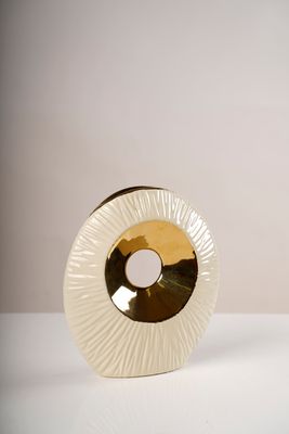 12" Gold/Cream Circle Ceramic Base - Pur collection