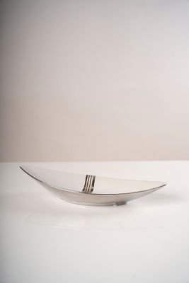 14" Silver/White Ceramic Long Plate - Pur collection