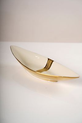 14" Gold/Cream Ceramic Long Plate - Pur collection