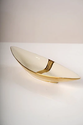 14" Gold/Cream Ceramic Long Plate - Pur collection