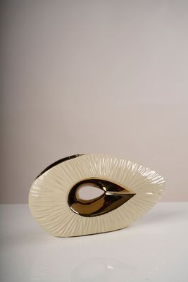 12” Gold/ Cream Ceramic Drop Base- Pur collection