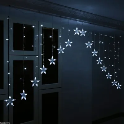 Cool White Led Curtain Stars