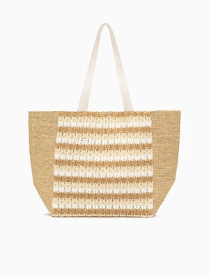 Malibu Beach Tote Beige Multi