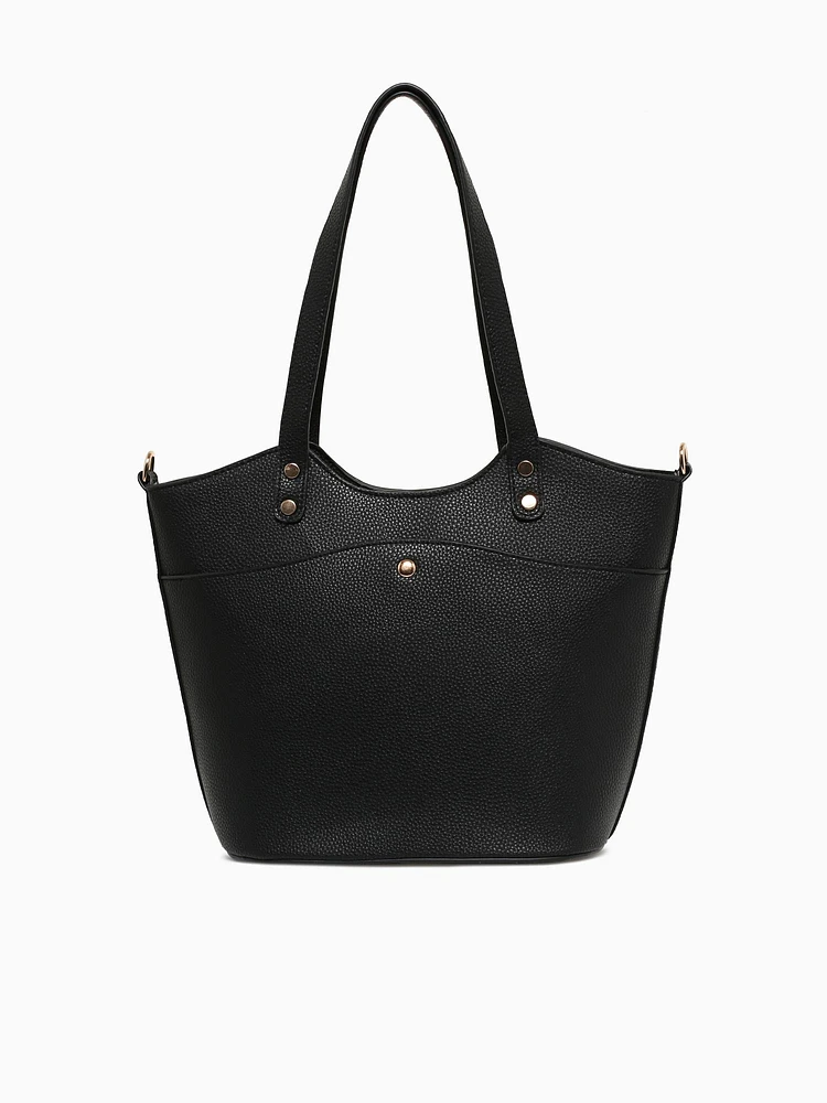 Button Tote Black