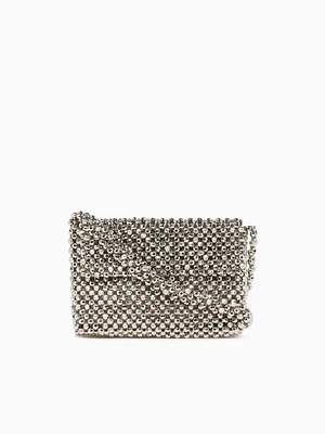 Beaded Shoulder Bag Silver