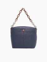 Chained Shoulder Bag Navy Tan