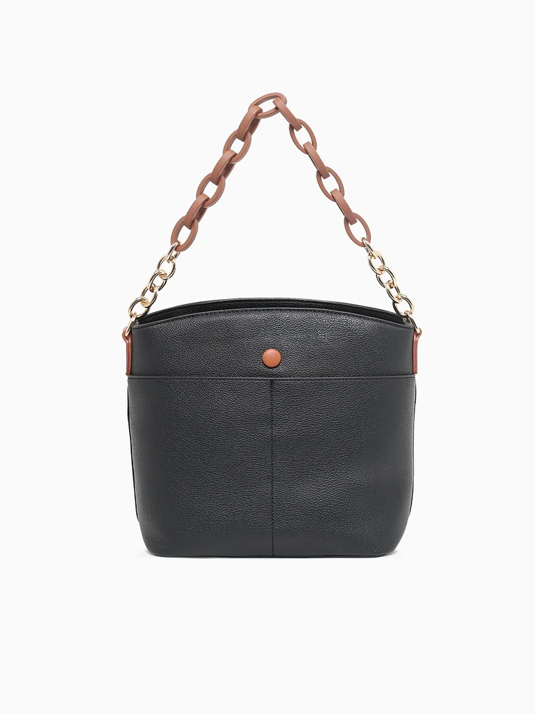 Chained Shoulder Bag Black Tan