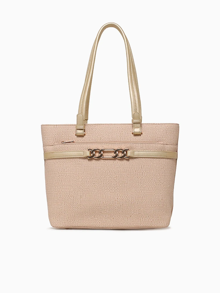 Lange Tote Raffia Gold