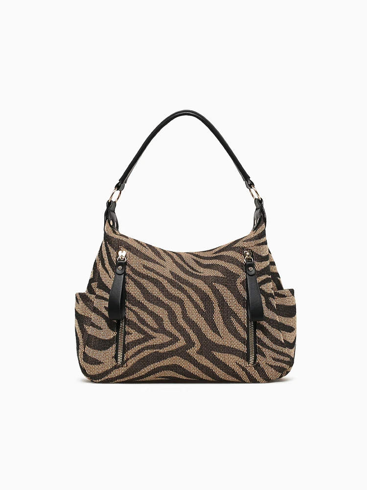 Kristina Shoulder Bag Black Beige
