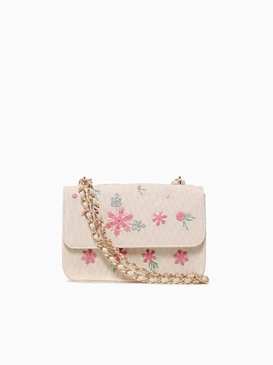Flower Shoulder Bag Beige Multi