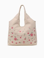Flower Lg Shoulder Bag Beige Multi