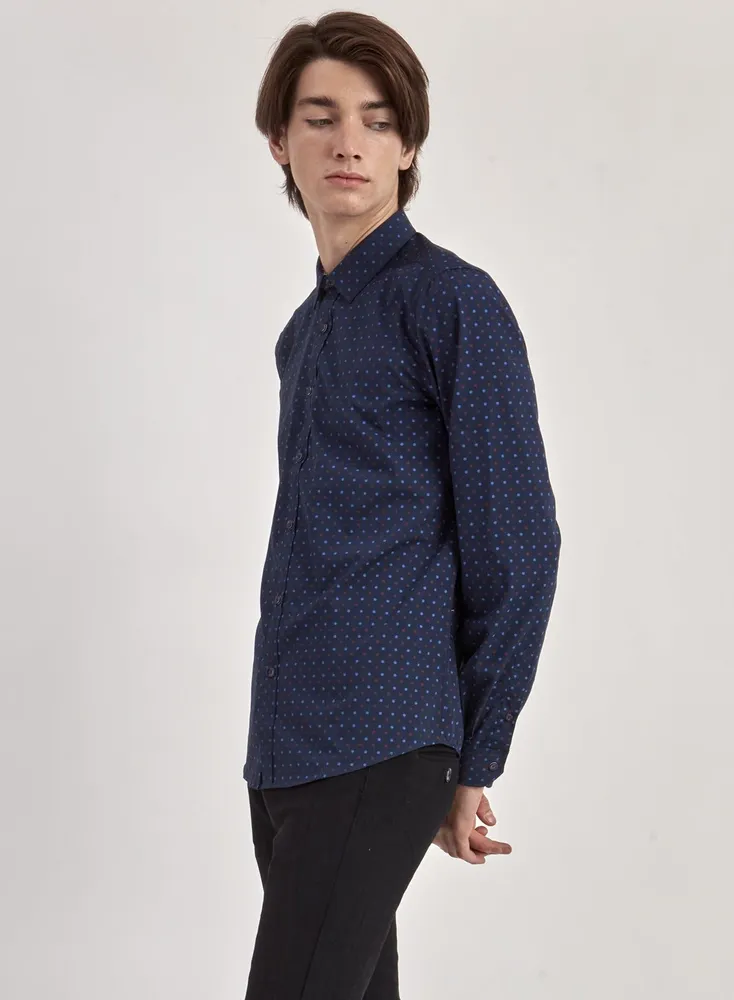 PRINTED SHIRT-NAVYMIX